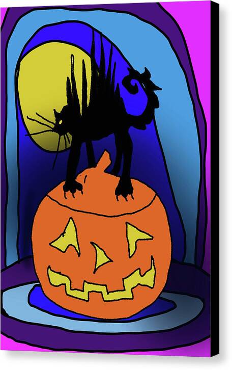 Cat On A Pumpkin - Canvas Print