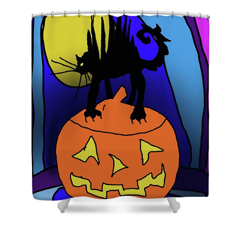 Cat On A Pumpkin - Shower Curtain