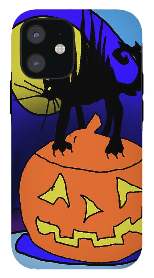 Cat On A Pumpkin - Phone Case