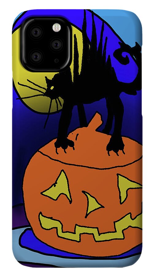 Cat On A Pumpkin - Phone Case