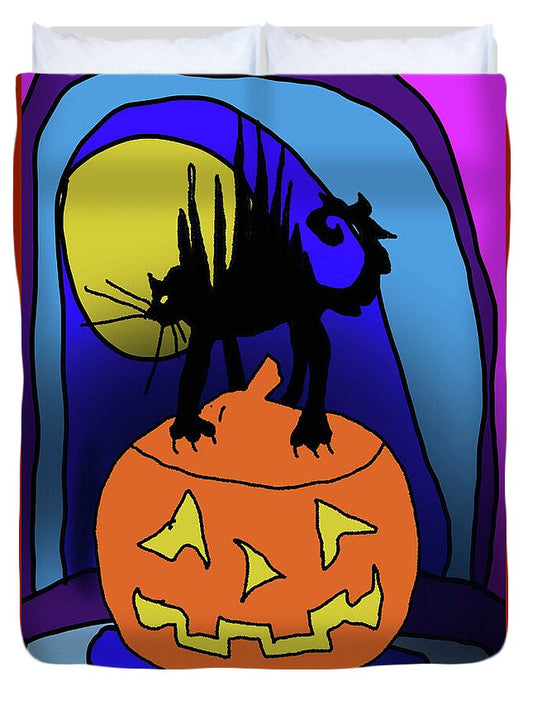 Cat On A Pumpkin - Duvet Cover