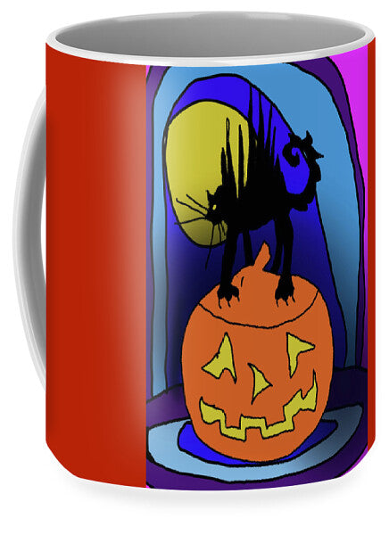 Cat On A Pumpkin - Mug