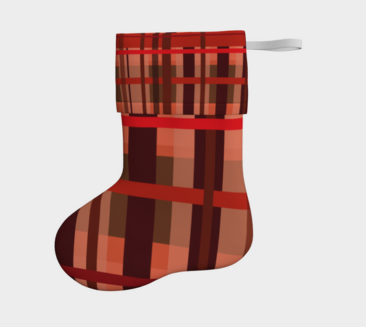 Orange Plaid Christmas Stocking