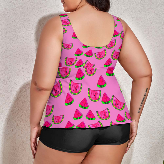 Watermelon Pattern Custom Women's Plus Size Two Piece Swimsuit Stylish Swimwear