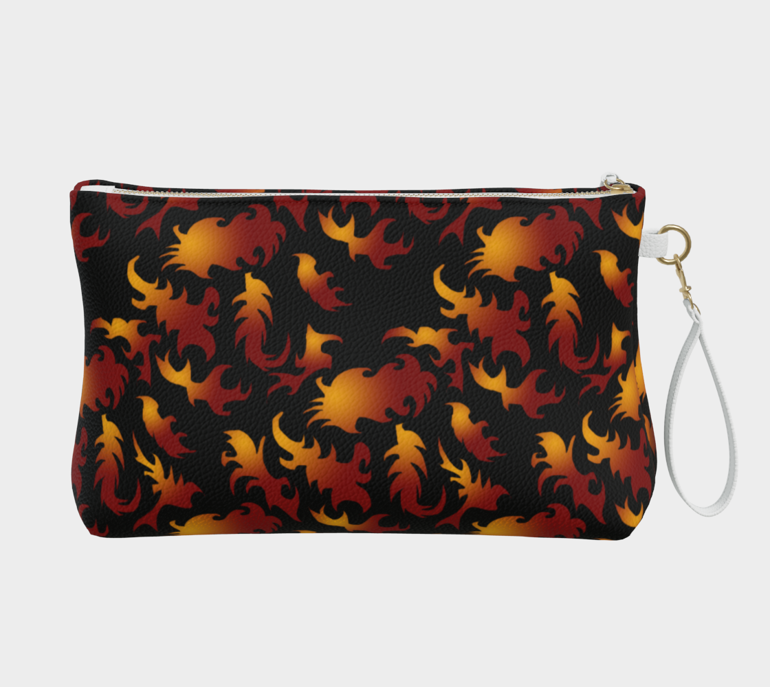 Abstract Flames Vegan Leather Makeup Bag