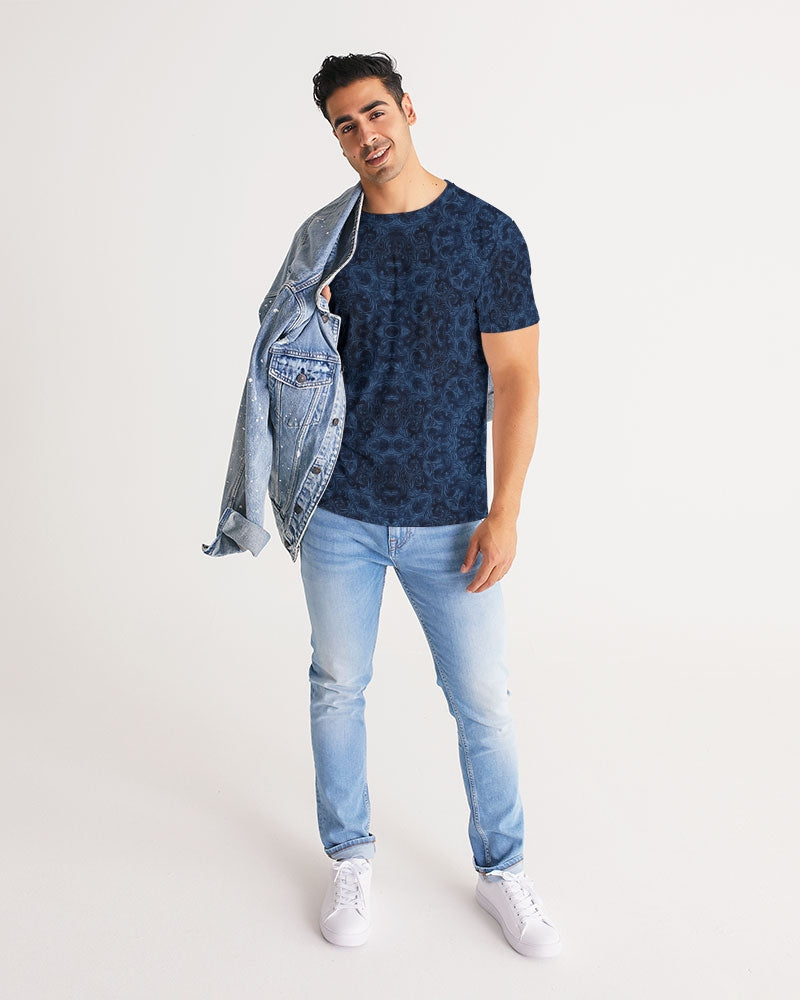 Blue Faux Velvet Kaleidoscope Men's All-Over Print Tee