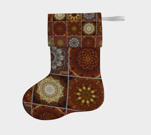 Gold Kaleidoscope Quilt Christmas Stocking