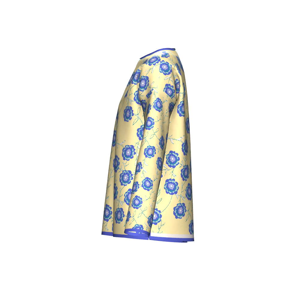 Blue Flowers On Yellow Sweater