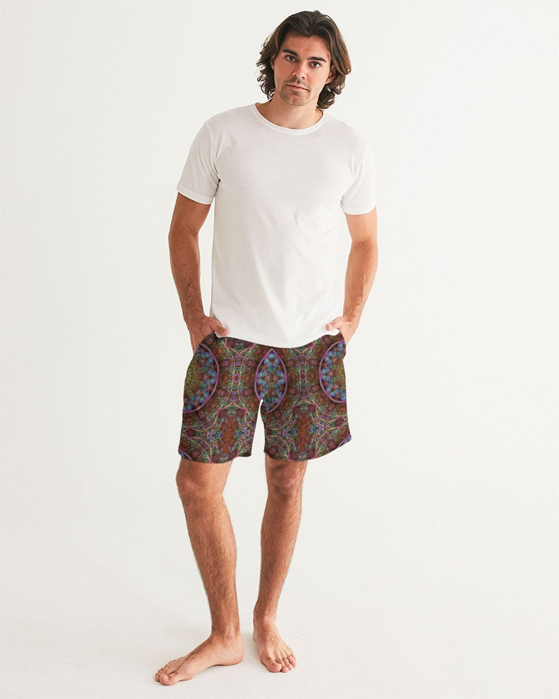 Blue Pink Windy Kaleidoscope Men's All-Over Print Swim Trunk