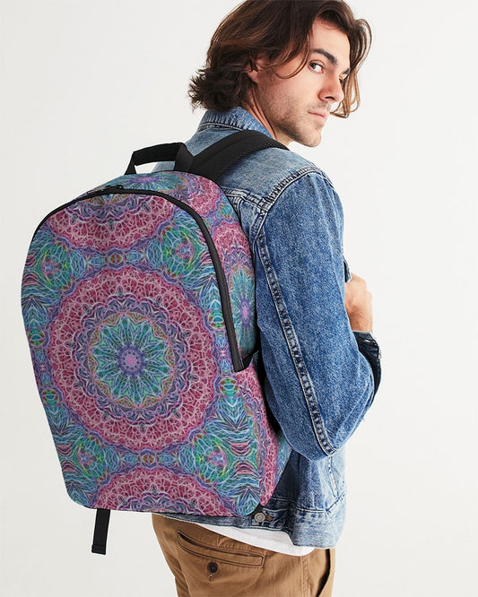 Blue Red Snowflake Kaleidoscope Large Backpack