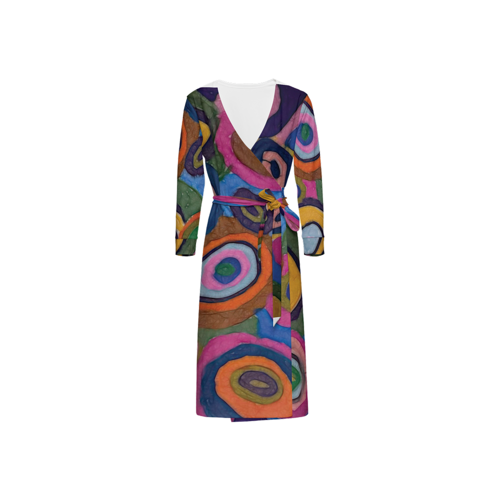 Warm Autumn Bubbles Women's ¾ Sleeve Wrap Dress-Heavy Knit