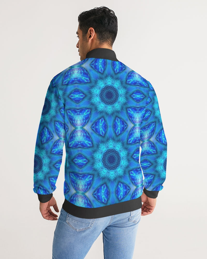 Blue Ocean Kaleidoscope Men's All-Over Print Stripe Sleeve Track Jacket