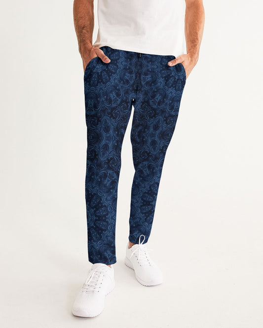 Blue Faux Velvet Kaleidoscope Men's All-Over Print Joggers