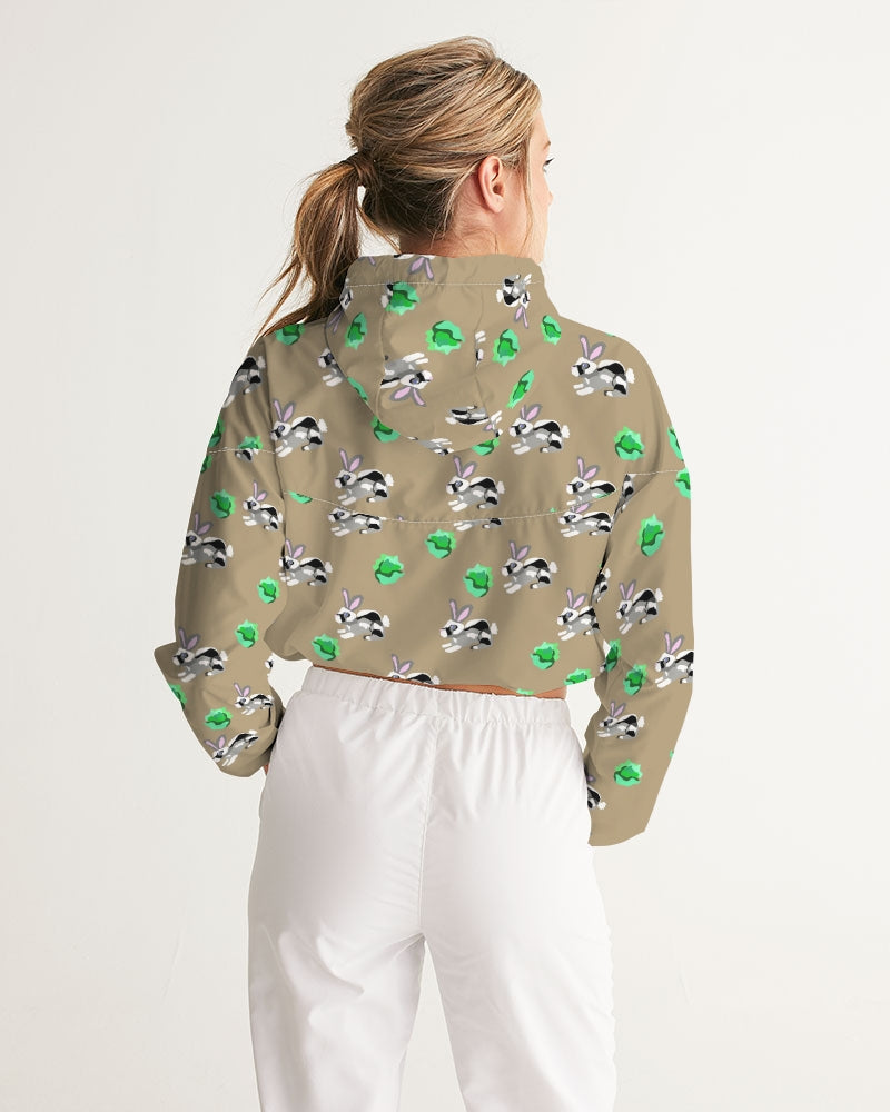 Bunnies Pattern Women's All-Over Print Cropped Windbreaker