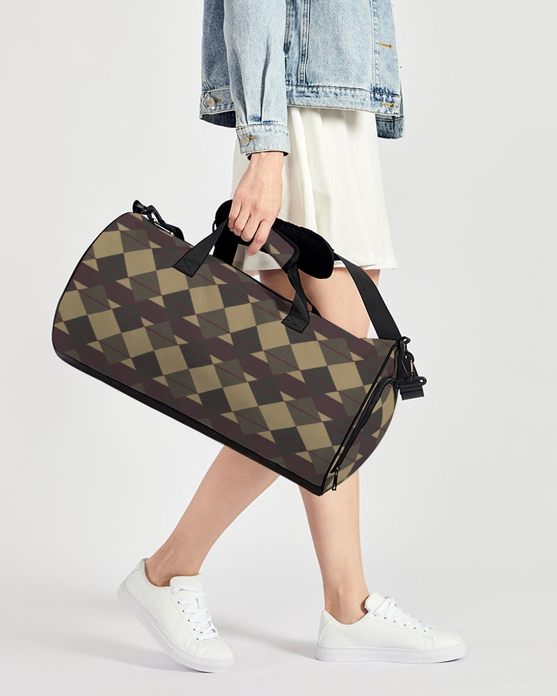 Checkered Brown Plaid Argyle Sports Duffle Bag