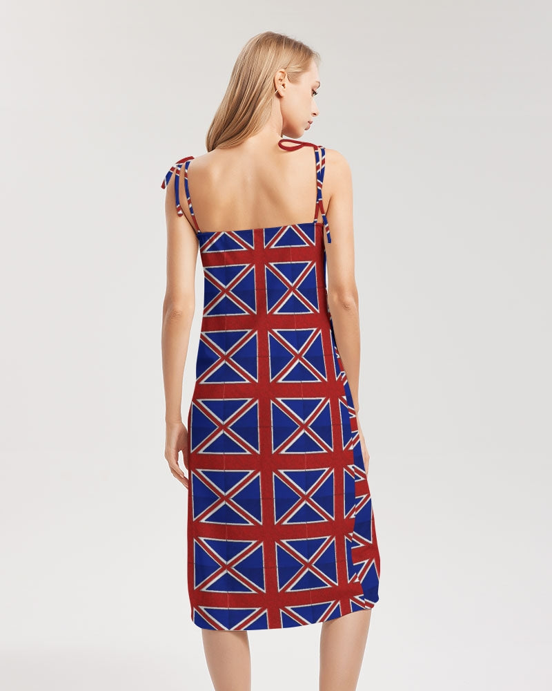 British Flag Pattern Women's All-Over Print Tie Strap Split Dress