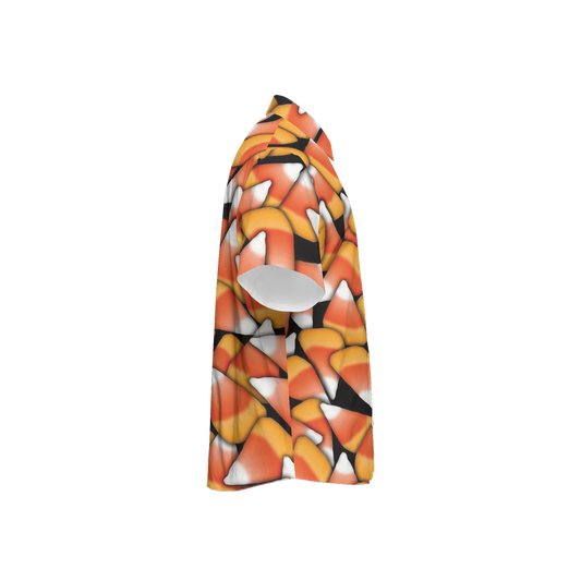 Candy Corn Women's Short-Sleeve Button-Up Shirt-Cotton Feel