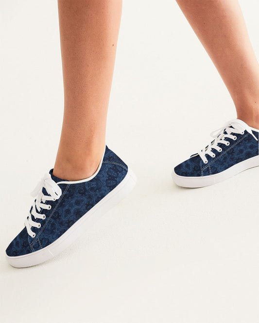 Blue Faux Velvet Kaleidoscope Women's Faux-Leather Sneaker