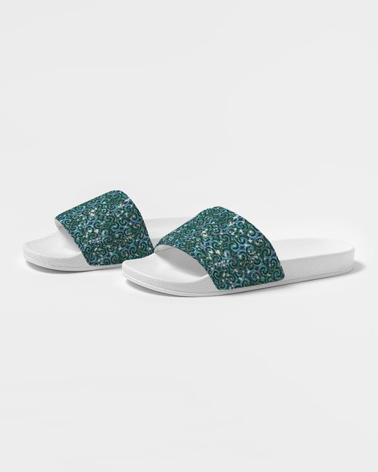 Blue Ice Sparkle Swirl Women's Slide Sandal