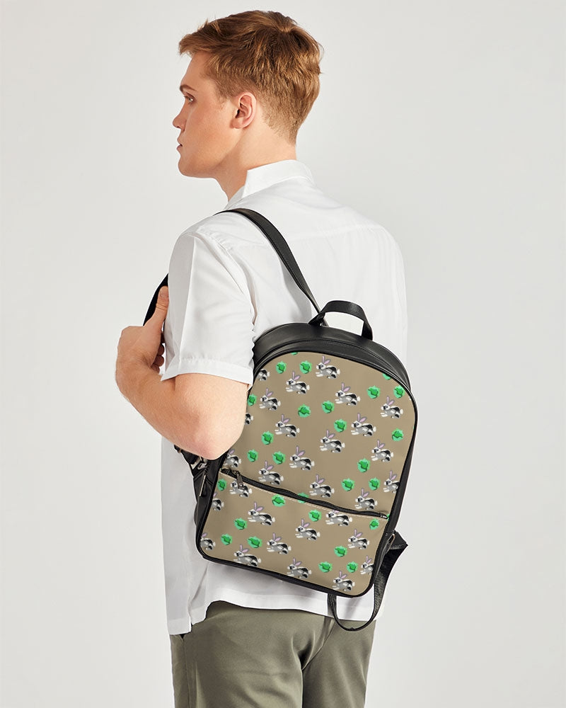 Bunnies Pattern Classic Faux Leather Backpack