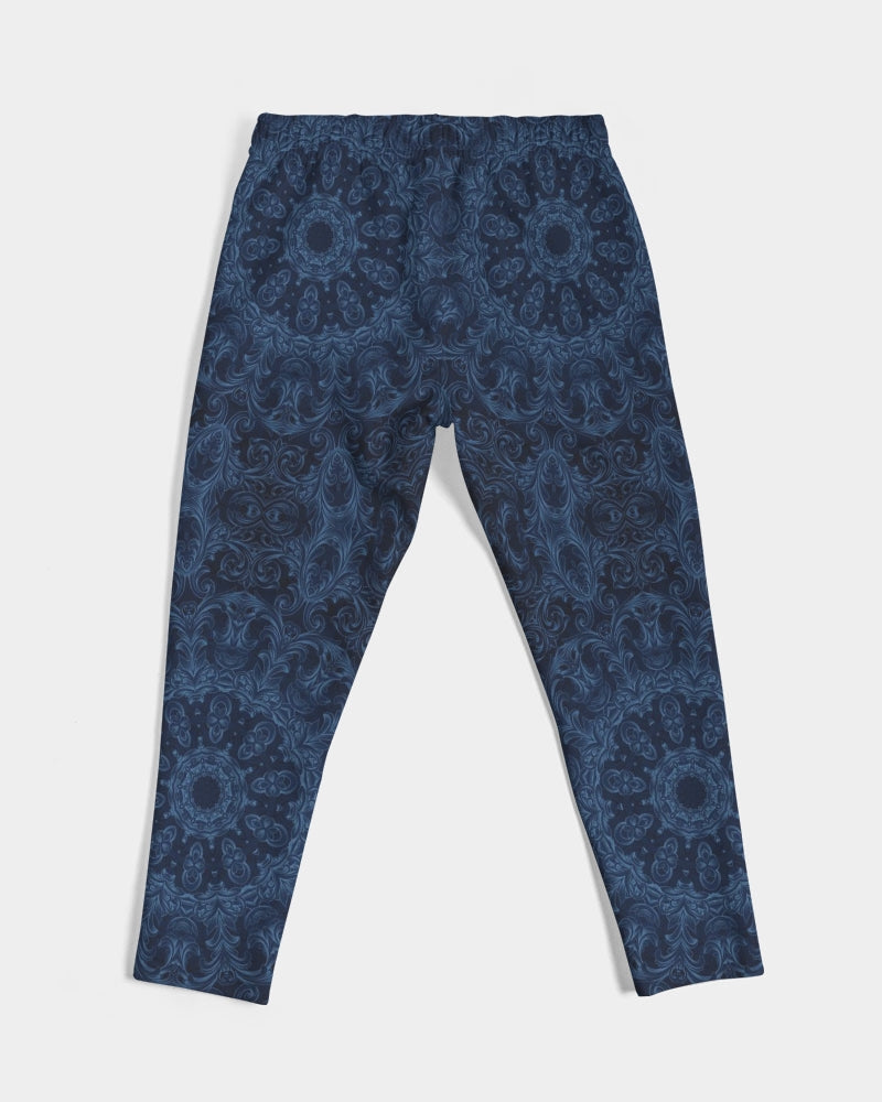 Blue Faux Velvet Kaleidoscope Men's All-Over Print Joggers