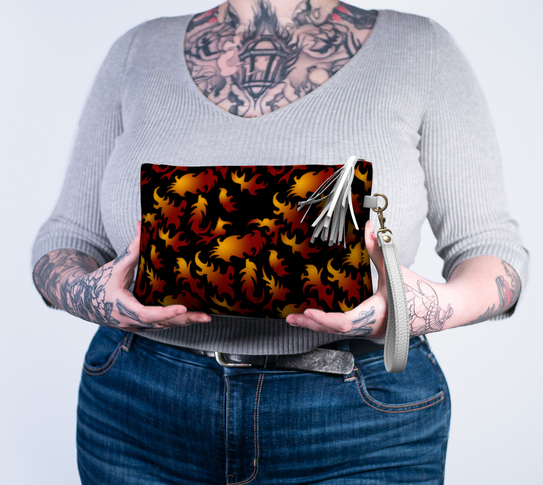 Abstract Flames Vegan Leather Makeup Bag
