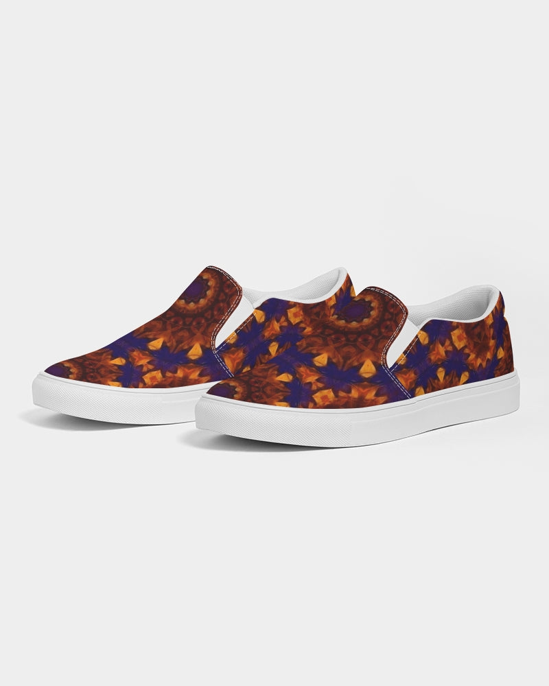 Blue Orange Red Kaleidoscope Women's Slip-On Canvas Shoe