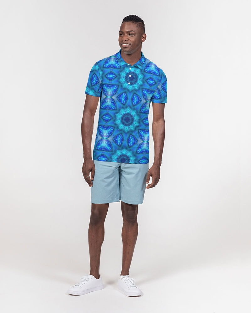 Blue Ocean Kaleidoscope Men's All-Over Print Slim Fit Short Sleeve Polo