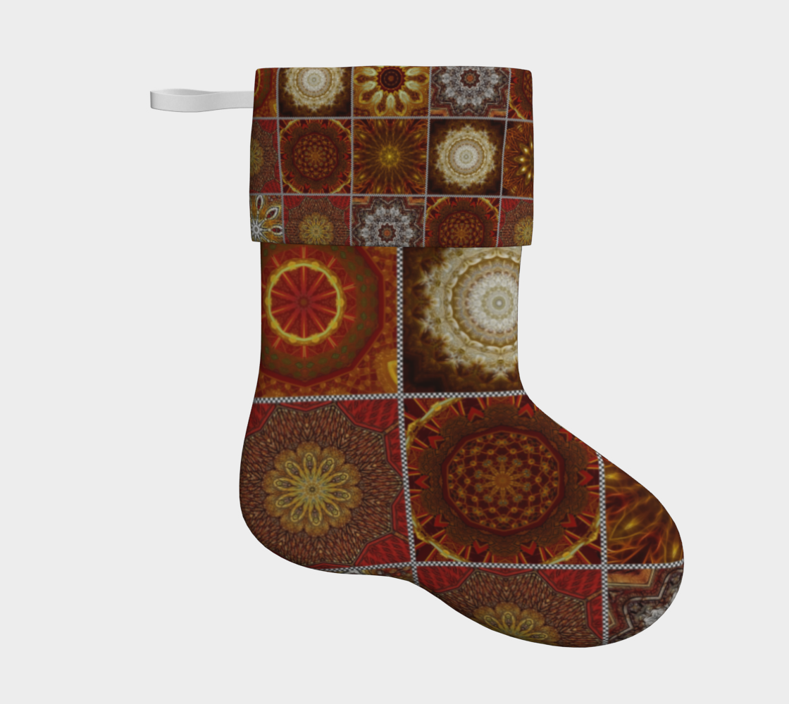 Gold Kaleidoscope Quilt Christmas Stocking