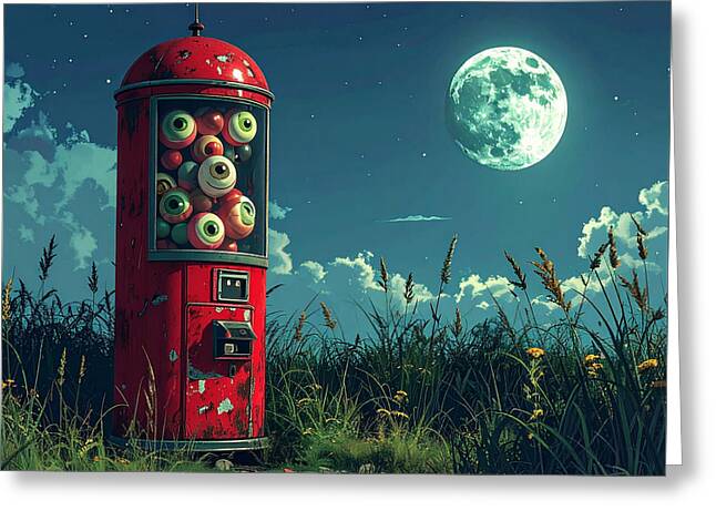 Eerie Eyeball Vending Machine - Greeting Card