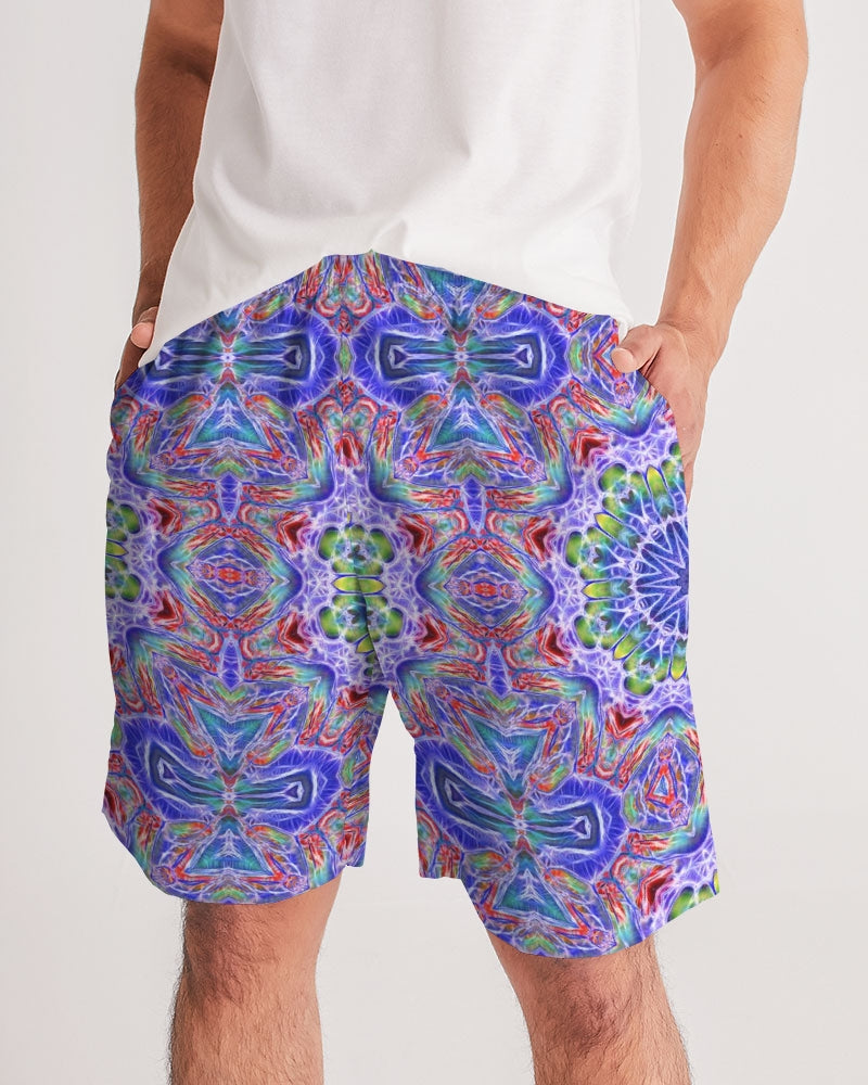 Blue Red Kaleidoscope Men's All-Over Print Jogger Shorts