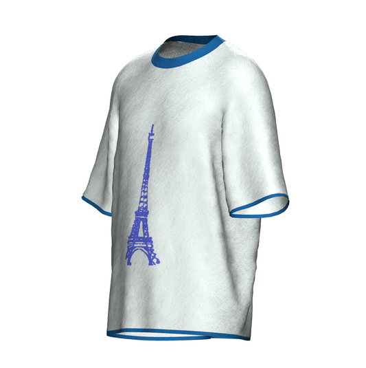 Eiffel Tower Crew Neck Knit Sweater Shortsleeve
