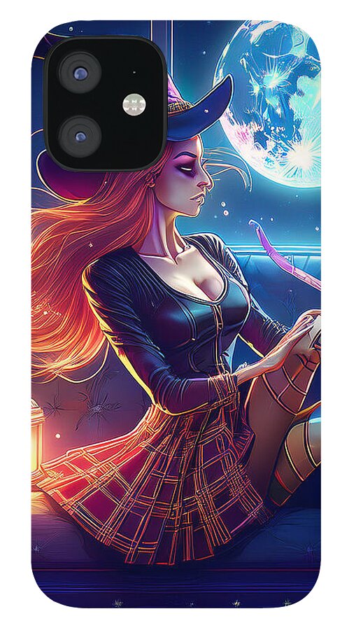Enchanting Witch in Moonlit Room - Phone Case