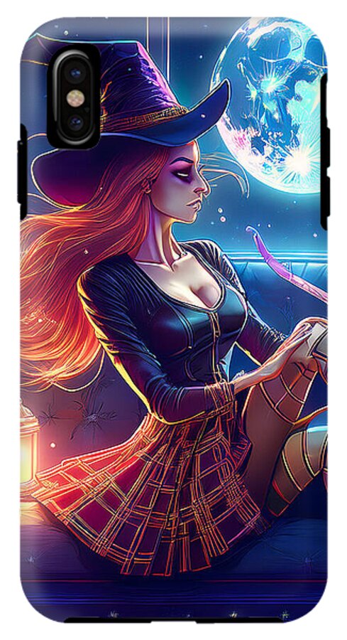 Enchanting Witch in Moonlit Room - Phone Case