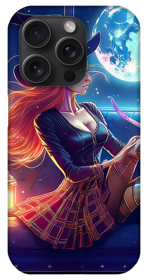 Enchanting Witch in Moonlit Room - Phone Case