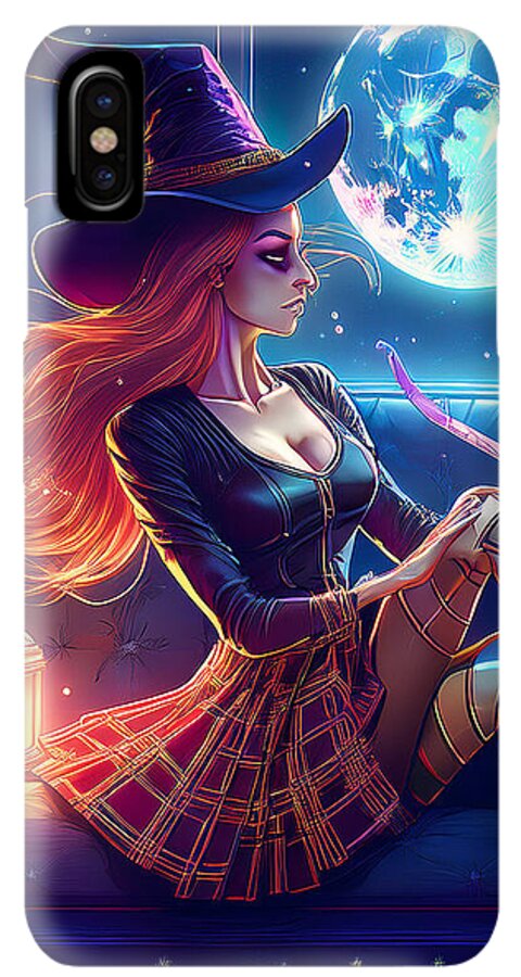 Enchanting Witch in Moonlit Room - Phone Case
