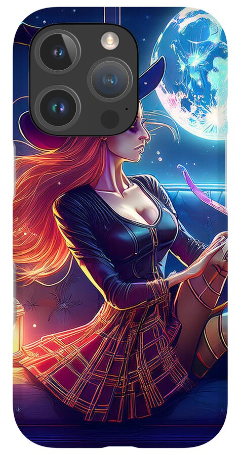 Enchanting Witch in Moonlit Room - Phone Case