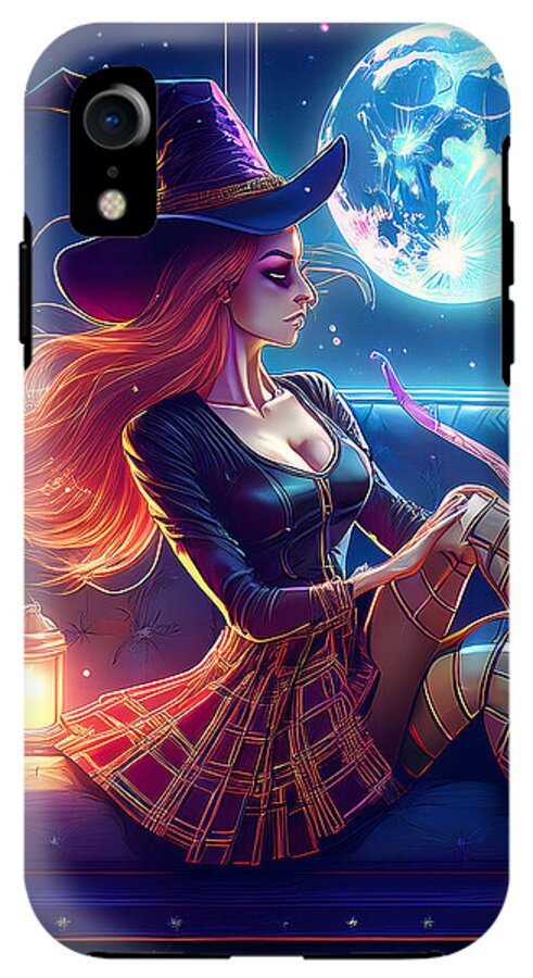 Enchanting Witch in Moonlit Room - Phone Case