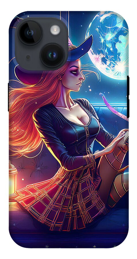 Enchanting Witch in Moonlit Room - Phone Case