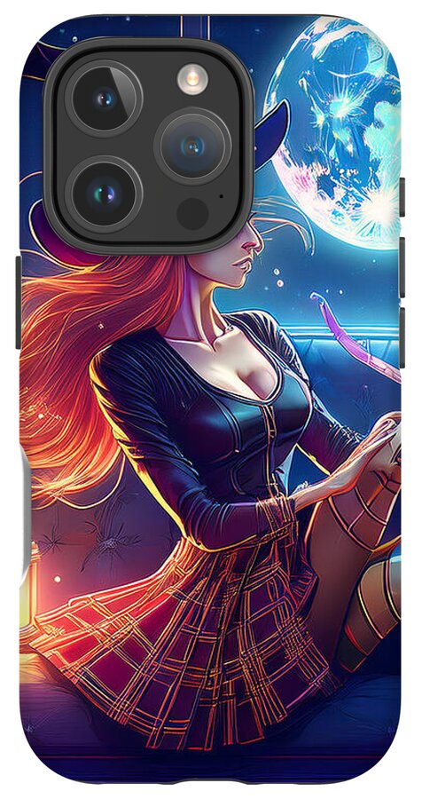 Enchanting Witch in Moonlit Room - Phone Case
