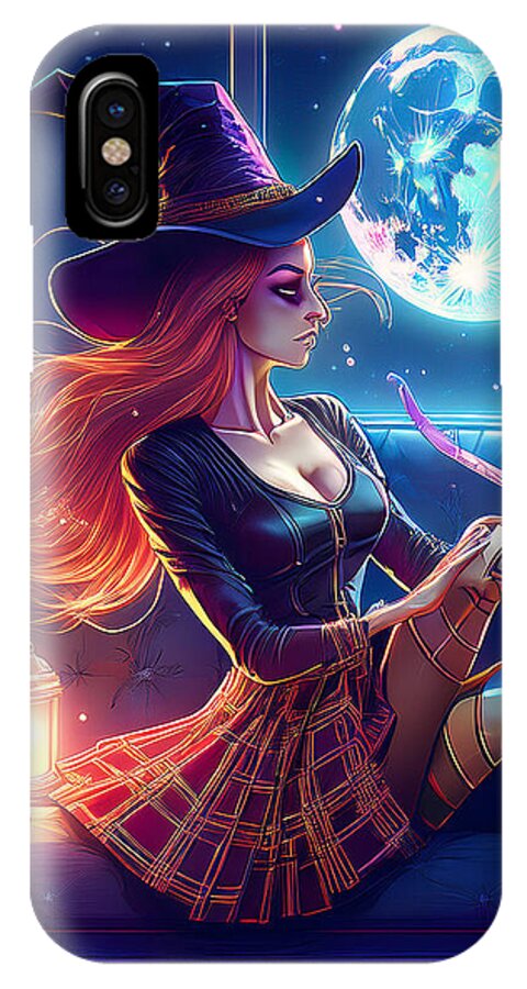Enchanting Witch in Moonlit Room - Phone Case