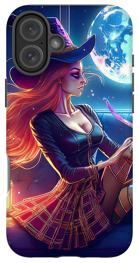 Enchanting Witch in Moonlit Room - Phone Case