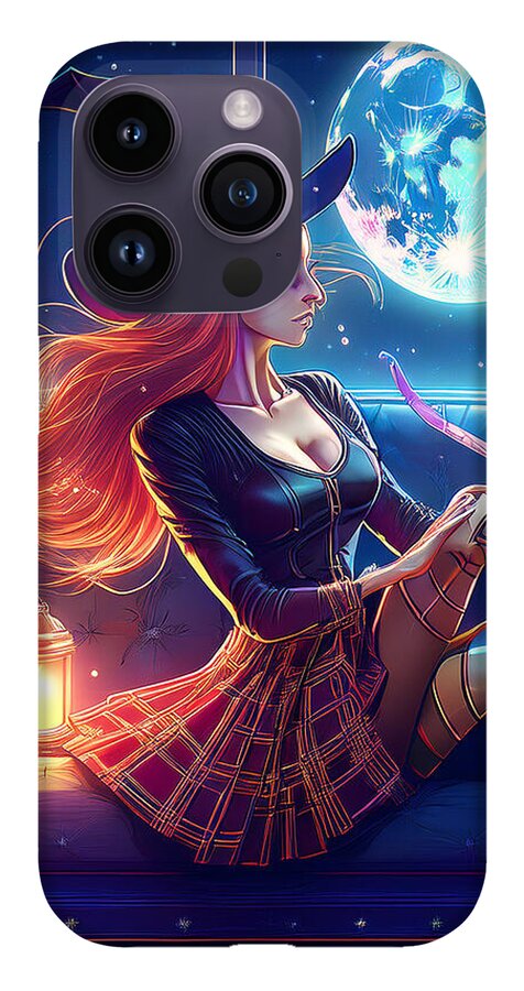 Enchanting Witch in Moonlit Room - Phone Case