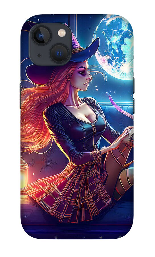 Enchanting Witch in Moonlit Room - Phone Case
