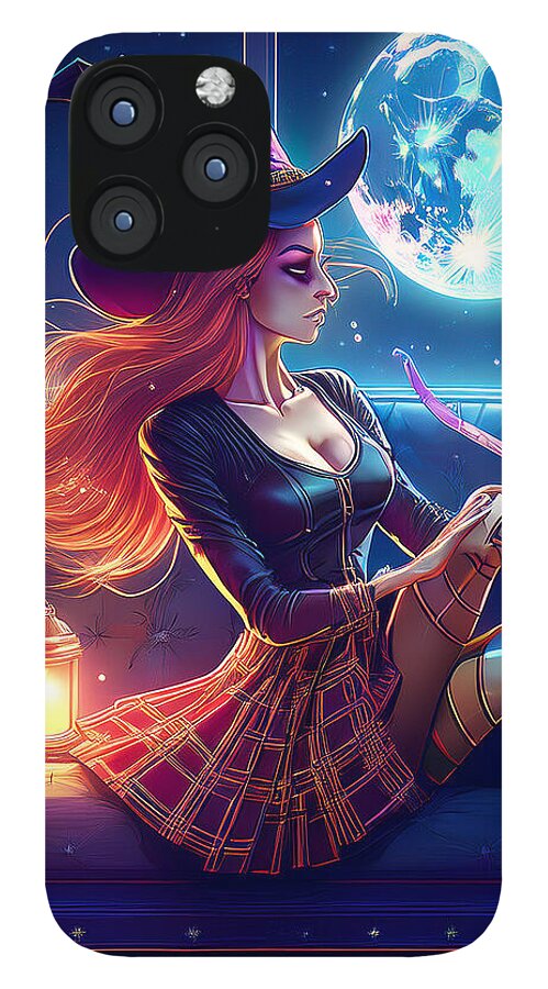 Enchanting Witch in Moonlit Room - Phone Case
