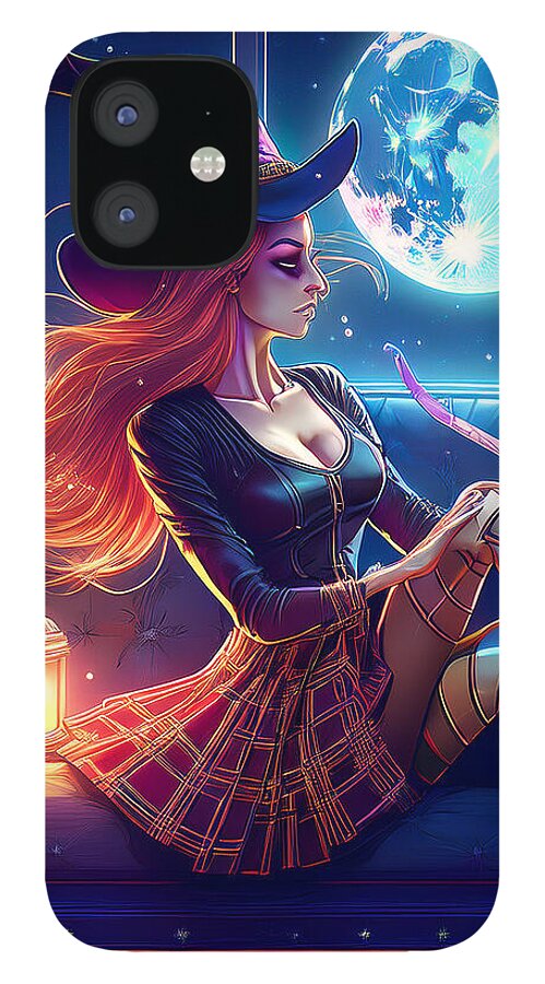 Enchanting Witch in Moonlit Room - Phone Case