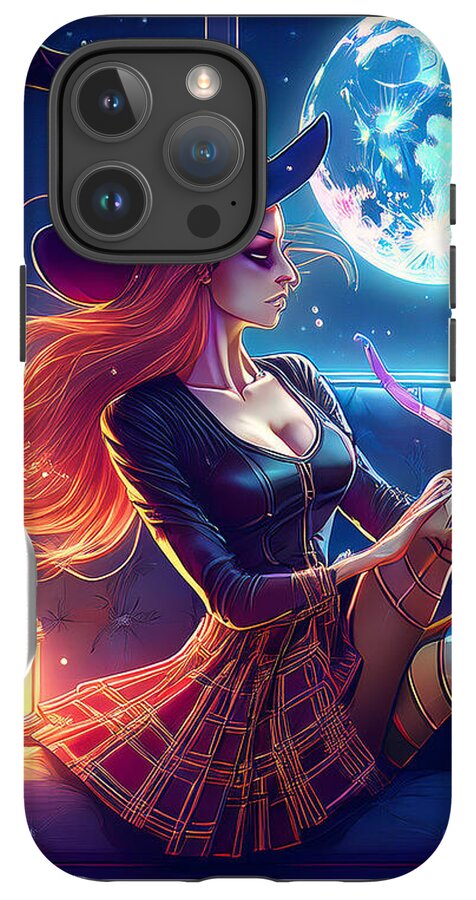 Enchanting Witch in Moonlit Room - Phone Case