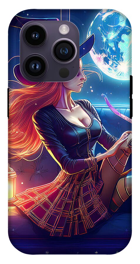 Enchanting Witch in Moonlit Room - Phone Case