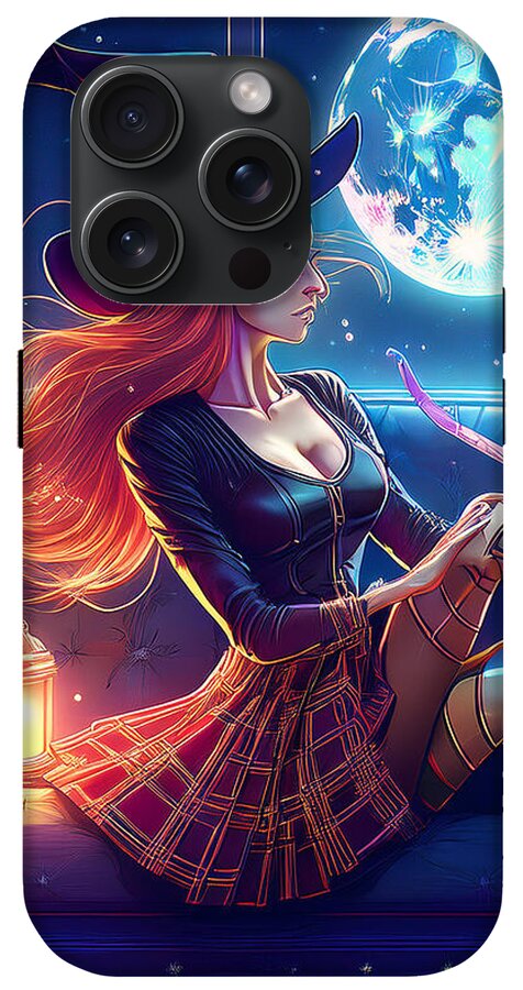 Enchanting Witch in Moonlit Room - Phone Case