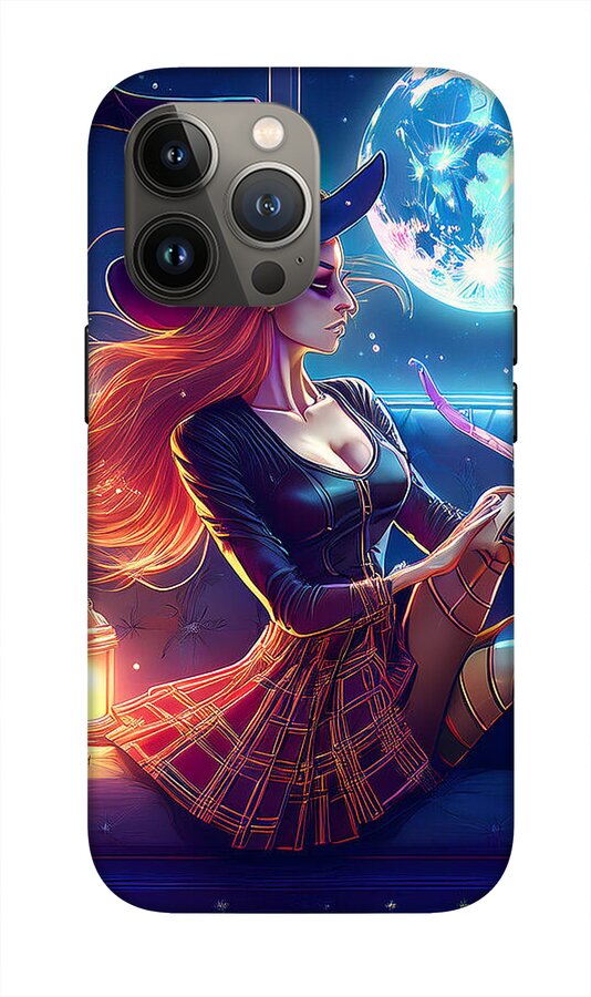 Enchanting Witch in Moonlit Room - Phone Case